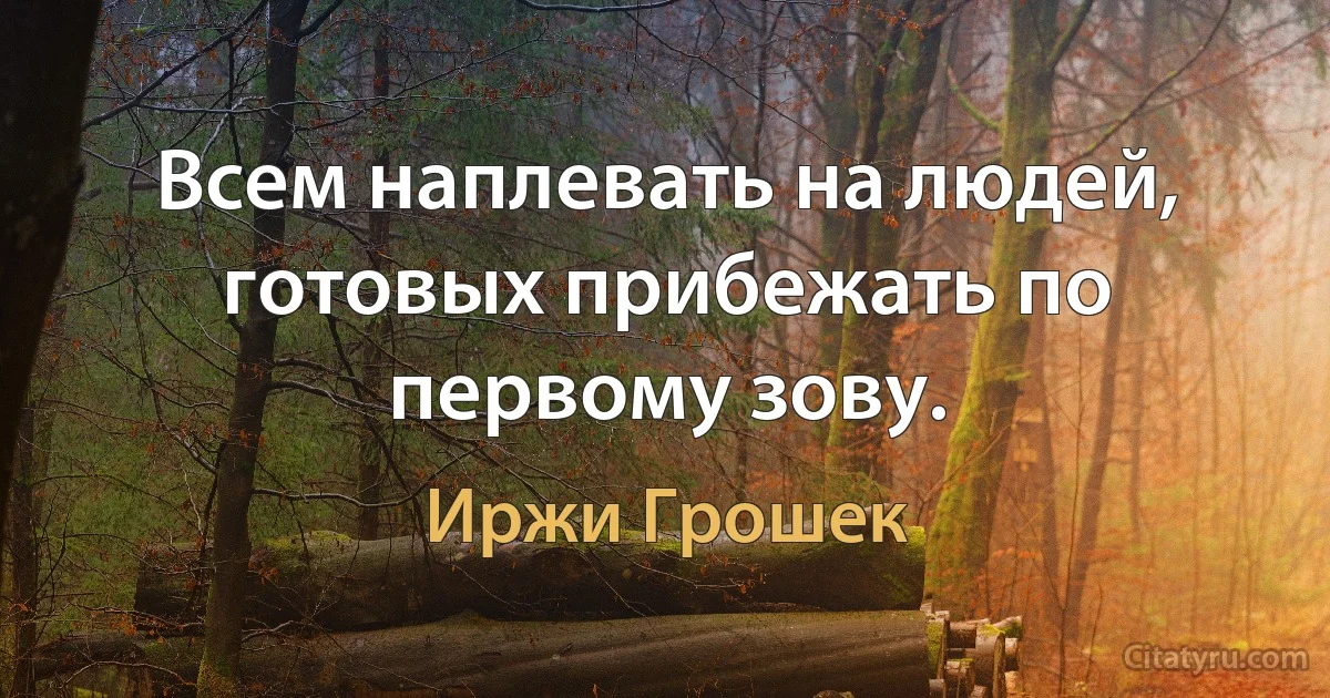 Всем наплевать на людей, готовых прибежать по первому зову. (Иржи Грошек)