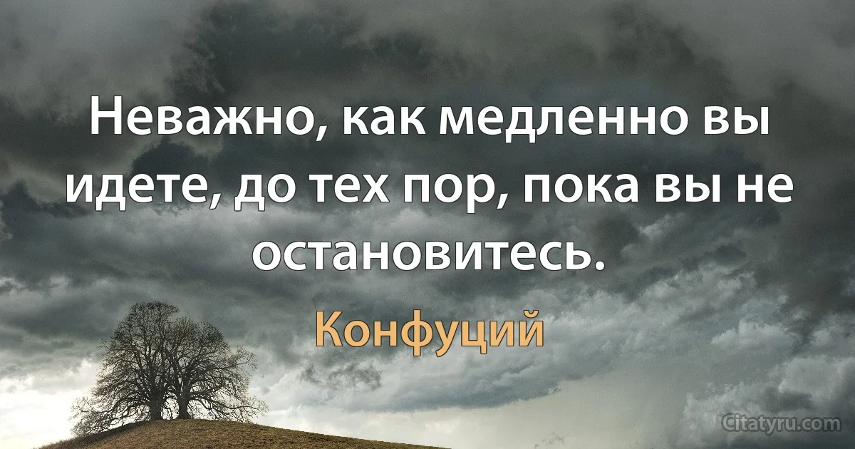 Неважно, как медленно вы идете, до тех пор, пока вы не остановитесь. (Конфуций)