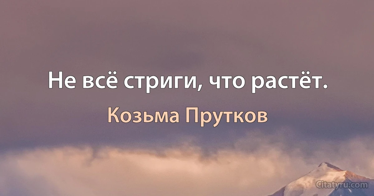 Не всё стриги, что растёт. (Козьма Прутков)