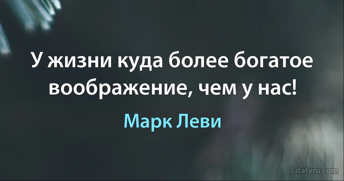 У жизни куда более богатое воображение, чем у нас! (Марк Леви)