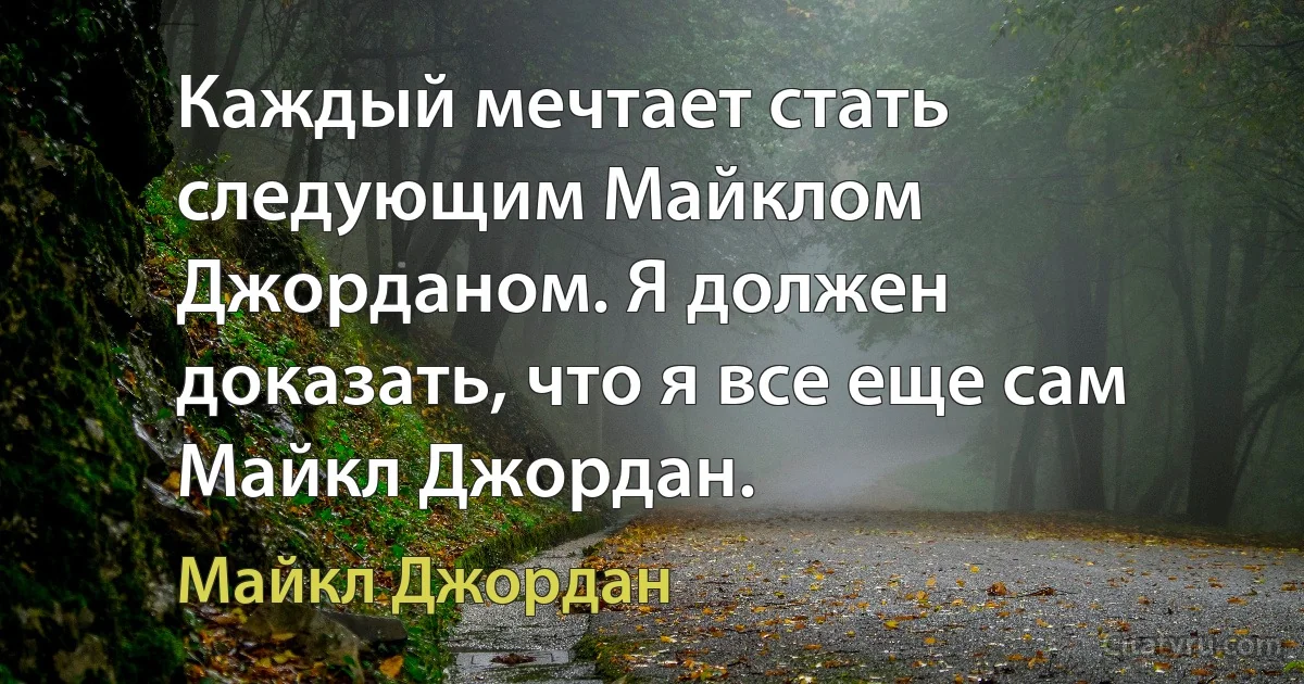 Каждый мечтает стать следующим Майклом Джорданом. Я должен доказать, что я все еще сам Майкл Джордан. (Майкл Джордан)