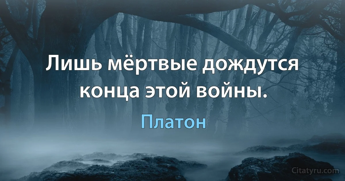 Лишь мёртвые дождутся конца этой войны. (Платон)