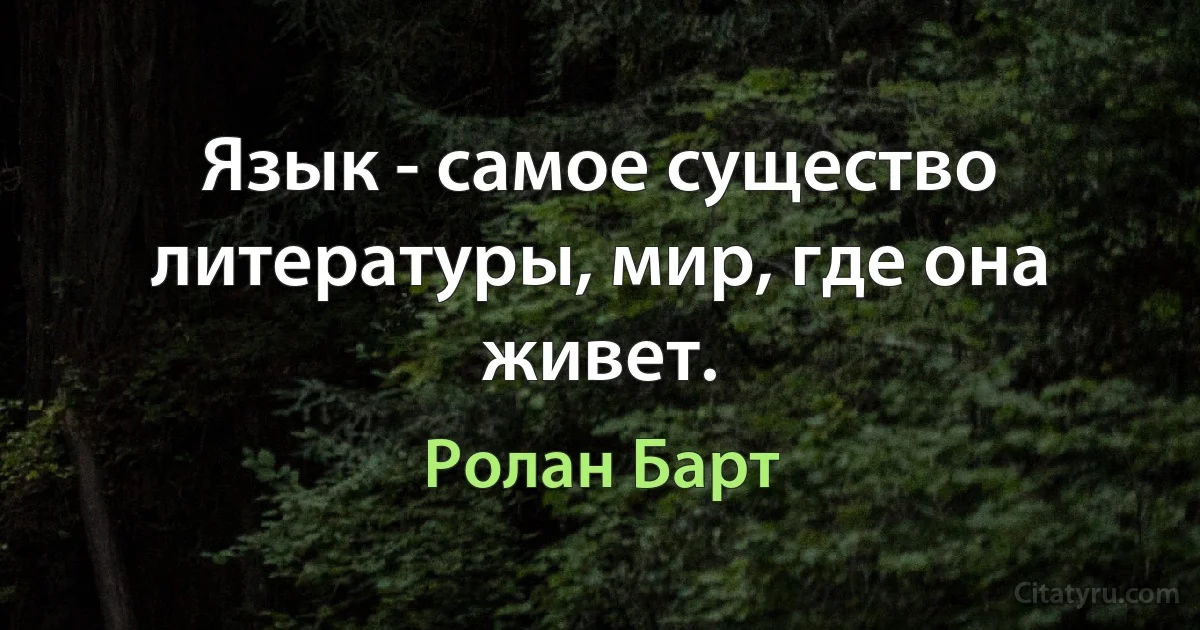 Язык - самое существо литературы, мир, где она живет. (Ролан Барт)