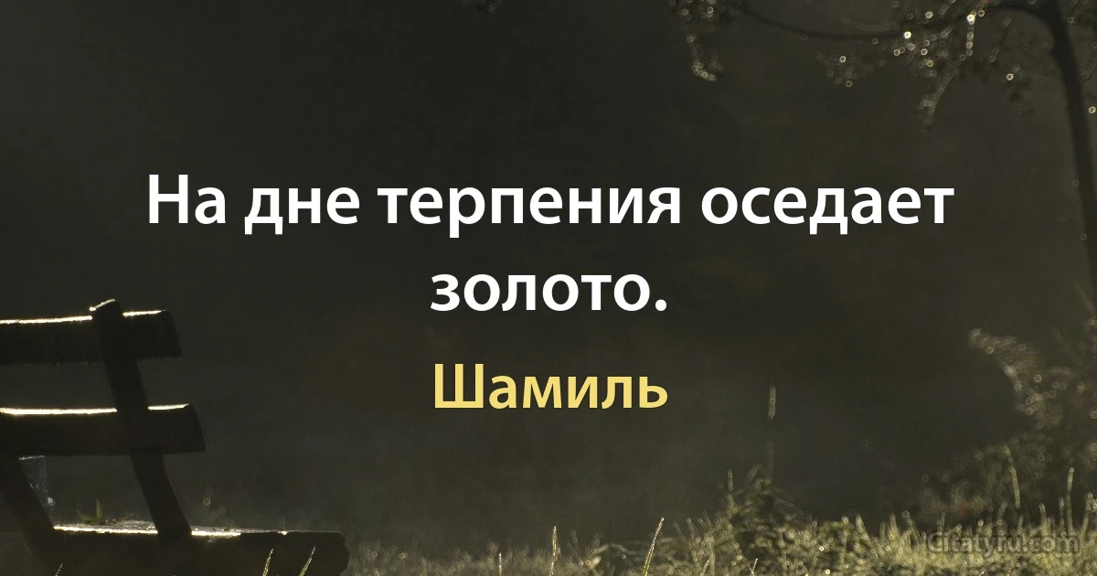 На дне терпения оседает золото. (Шамиль)