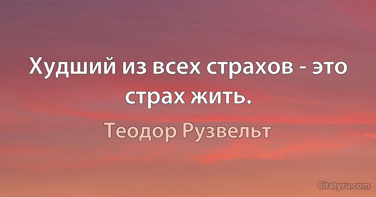 Худший из всех страхов - это страх жить. (Теодор Рузвельт)