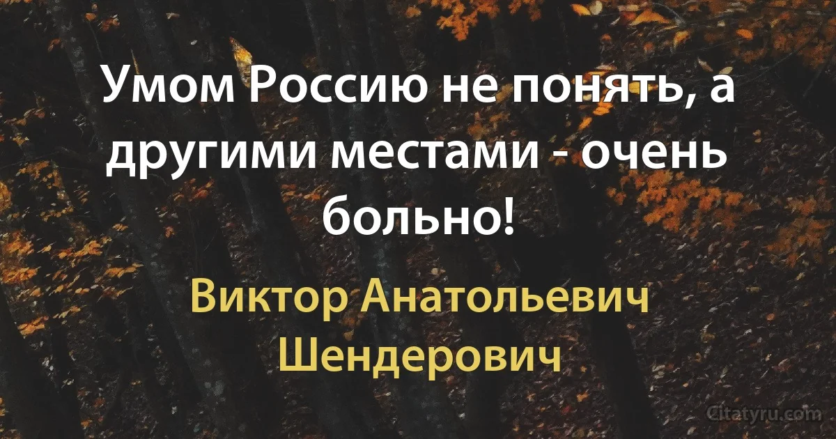 Умом Россию не понять, а другими местами - очень больно! (Виктор Анатольевич Шендерович)