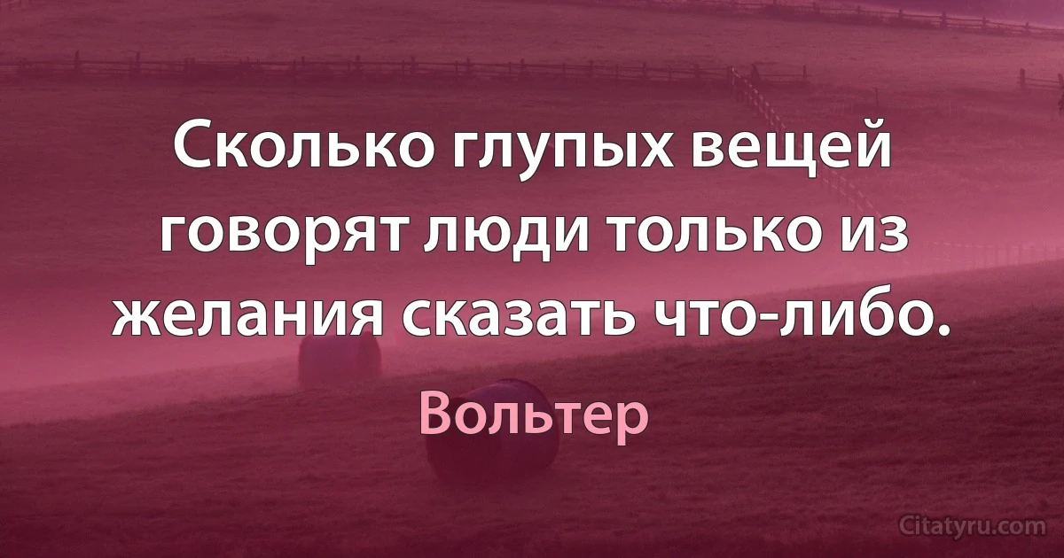 Сколько глупых вещей говорят люди только из желания сказать что-либо. (Вольтер)