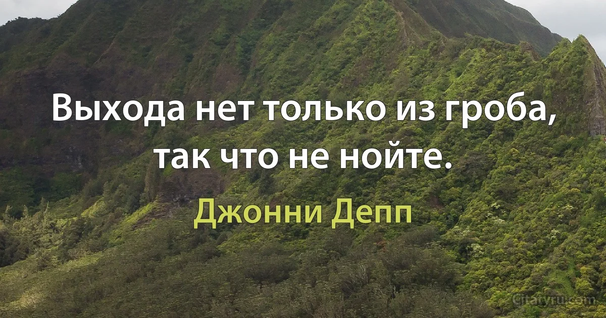 Выхода нет только из гроба, так что не нойте. (Джонни Депп)