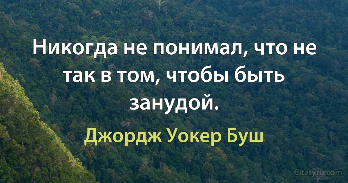 Никогда не понимал, что не так в том, чтобы быть занудой. (Джордж Уокер Буш)