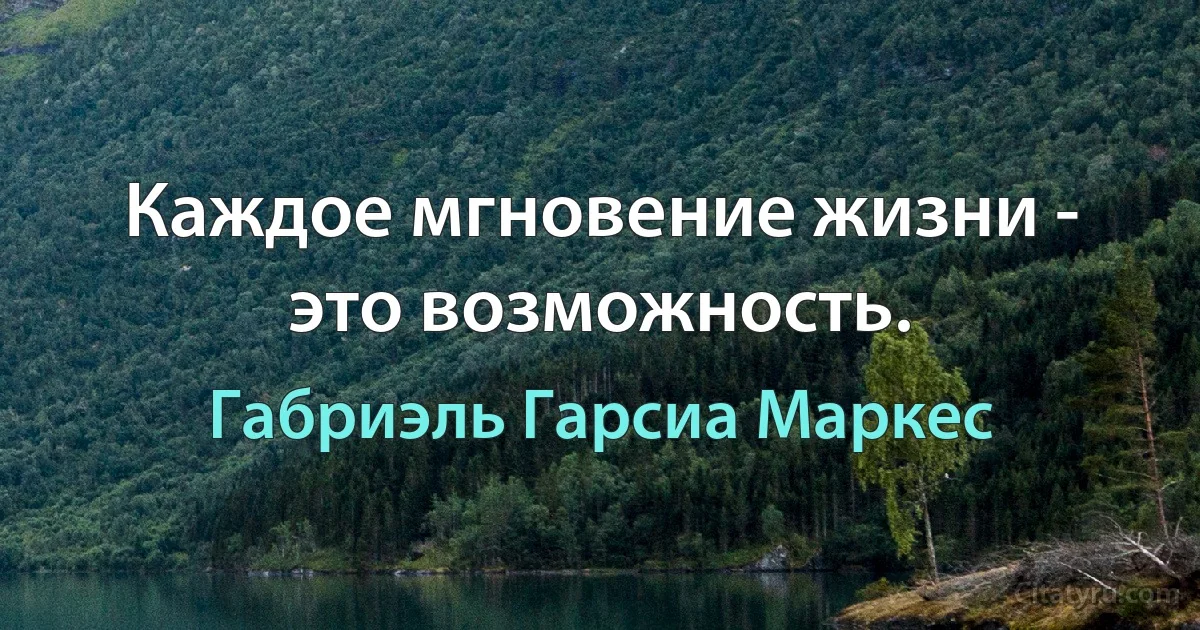 Каждое мгновение жизни - это возможность. (Габриэль Гарсиа Маркес)