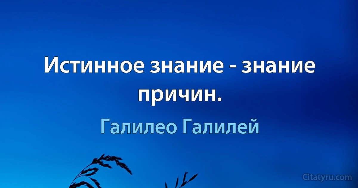 Истинное знание - знание причин. (Галилео Галилей)