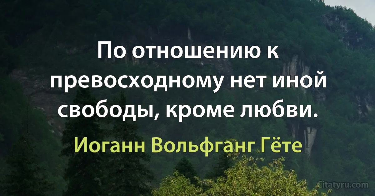 По отношению к превосходному нет иной свободы, кроме любви. (Иоганн Вольфганг Гёте)