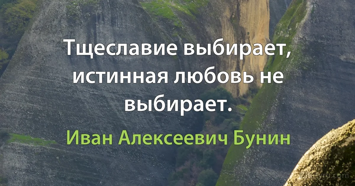 Тщеславие выбирает, истинная любовь не выбирает. (Иван Алексеевич Бунин)