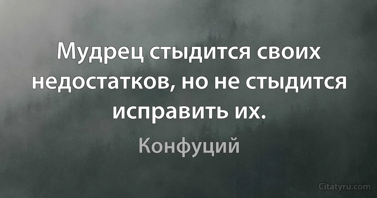 Мудрец стыдится своих недостатков, но не стыдится исправить их. (Конфуций)