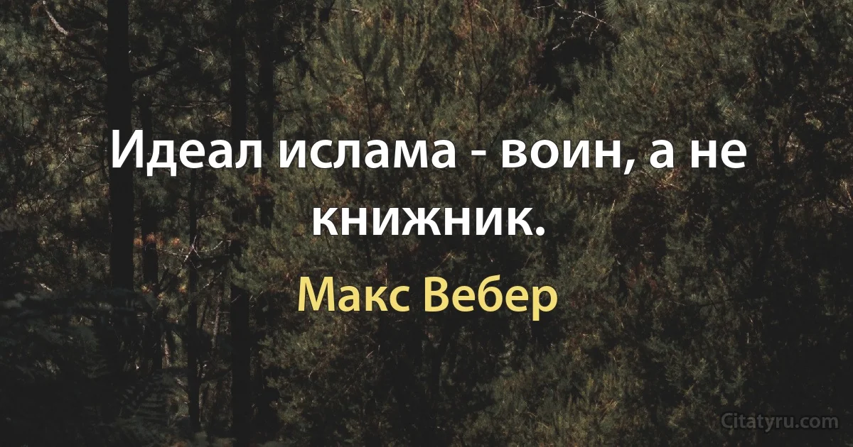 Идеал ислама - воин, а не книжник. (Макс Вебер)