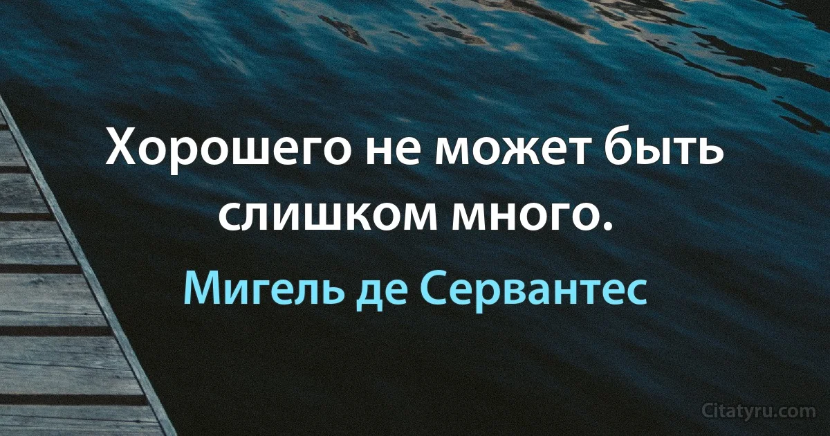 Хорошего не может быть слишком много. (Мигель де Сервантес)