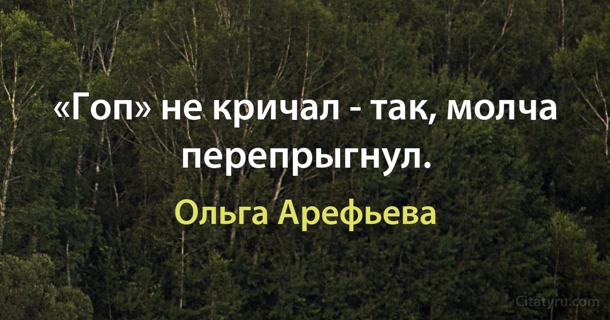 «Гоп» не кричал - так, молча перепрыгнул. (Ольга Арефьева)