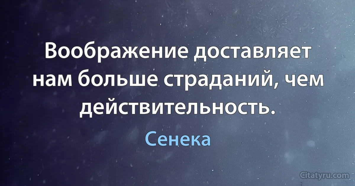 Воображение доставляет нам больше страданий, чем действительность. (Сенека)