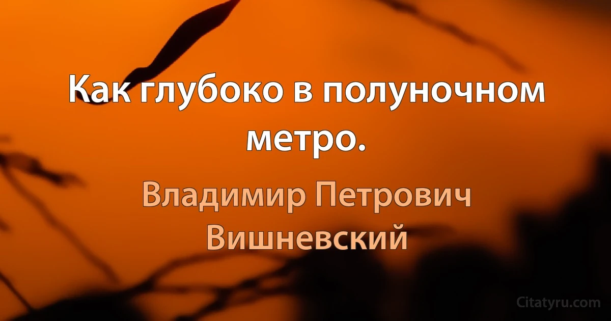 Как глубоко в полуночном метро. (Владимир Петрович Вишневский)