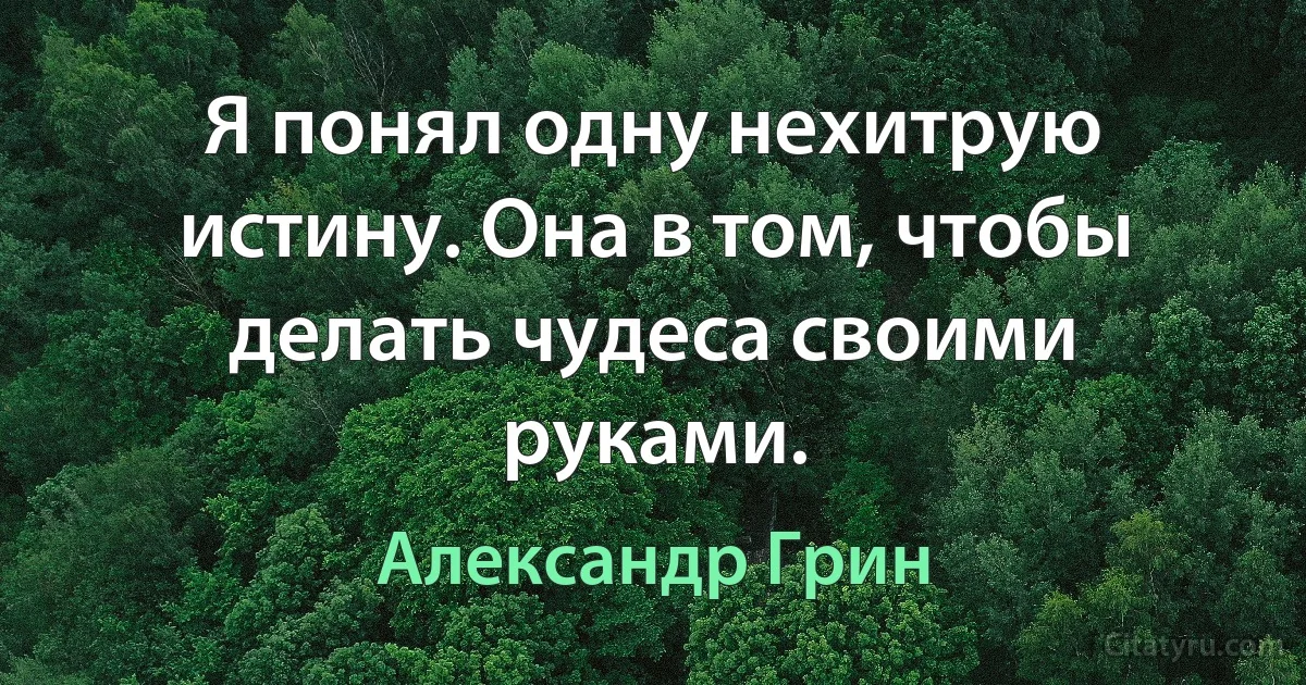 Я понял одну нехитрую истину. Она в том, чтобы делать чудеса своими руками. (Александр Грин)