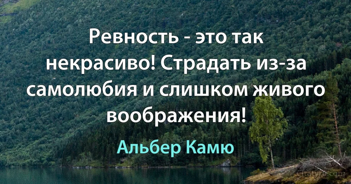 Ревность - это так некрасиво! Страдать из-за самолюбия и слишком живого воображения! (Альбер Камю)