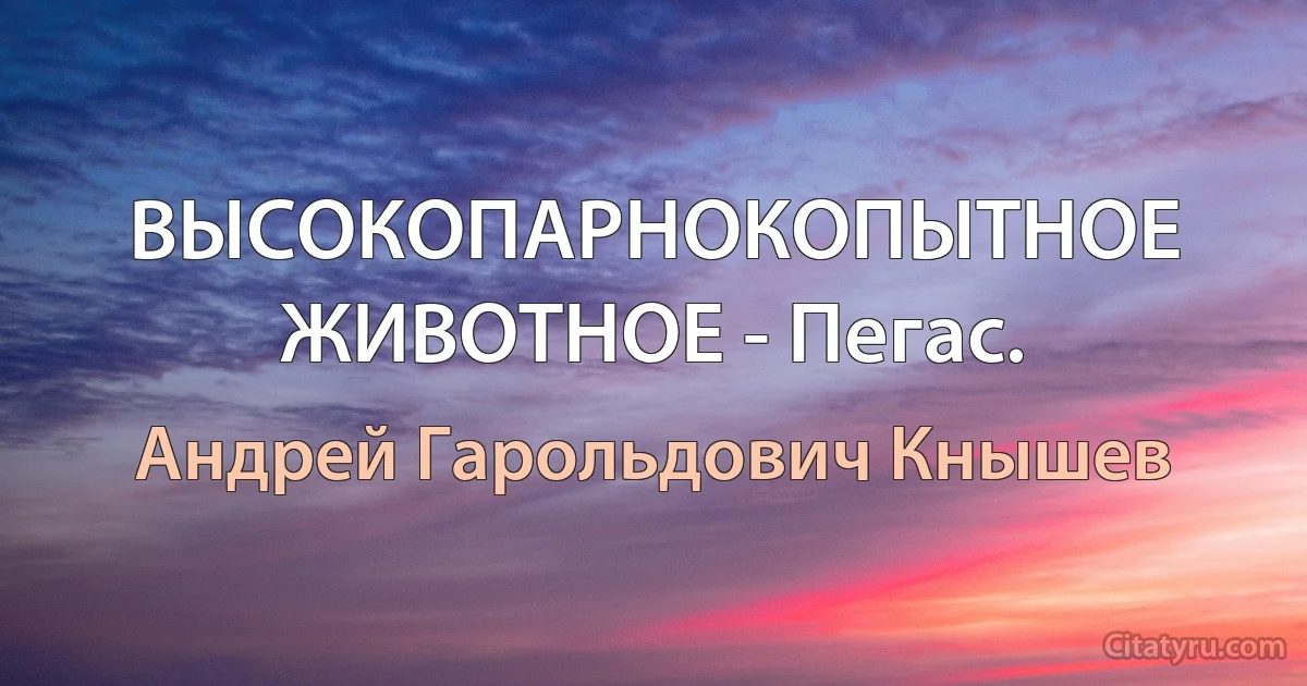 ВЫСОКОПАРНОКОПЫТНОЕ ЖИВОТНОЕ - Пегас. (Андрей Гарольдович Кнышев)