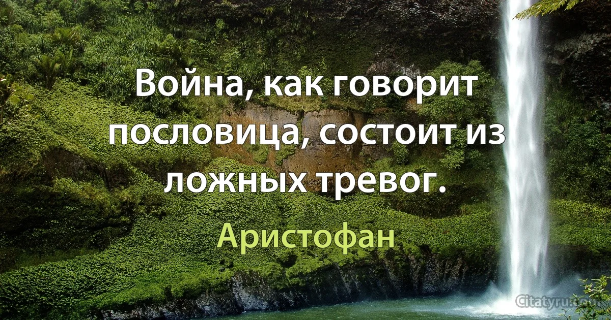 Война, как говорит пословица, состоит из ложных тревог. (Аристофан)