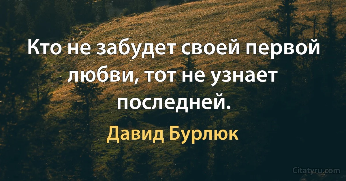 Кто не забудет своей первой любви, тот не узнает последней. (Давид Бурлюк)