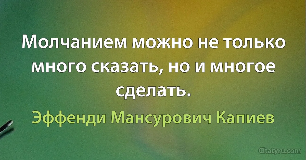 Молчанием можно не только много сказать, но и многое сделать. (Эффенди Мансурович Капиев)