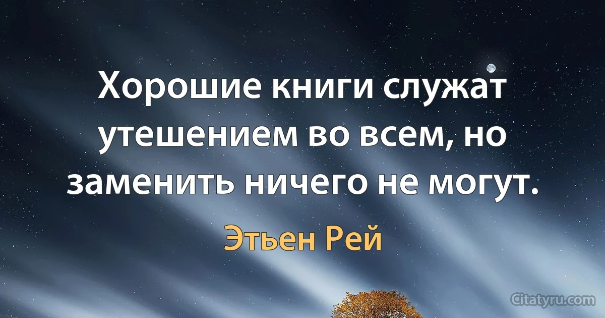 Хорошие книги служат утешением во всем, но заменить ничего не могут. (Этьен Рей)