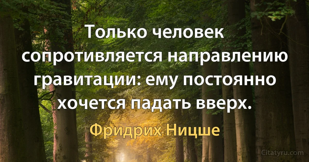 Только человек сопротивляется направлению гравитации: ему постоянно хочется падать вверх. (Фридрих Ницше)