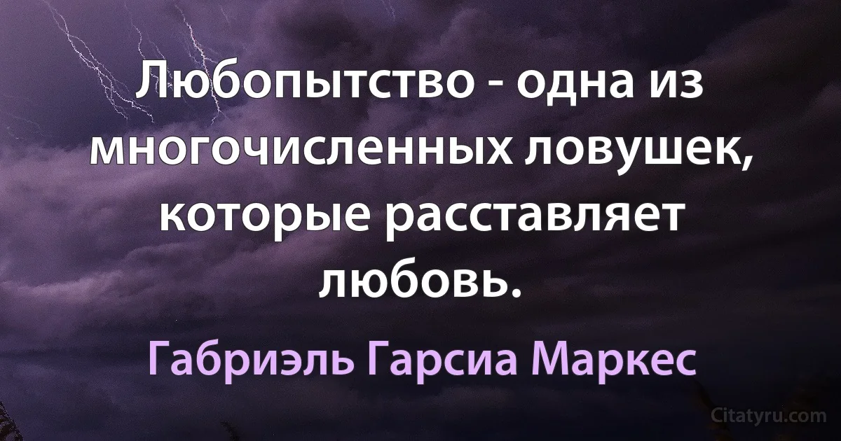 Любопытство - одна из многочисленных ловушек, которые расставляет любовь. (Габриэль Гарсиа Маркес)