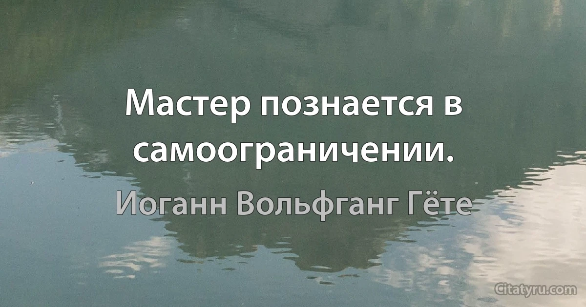 Мастер познается в самоограничении. (Иоганн Вольфганг Гёте)