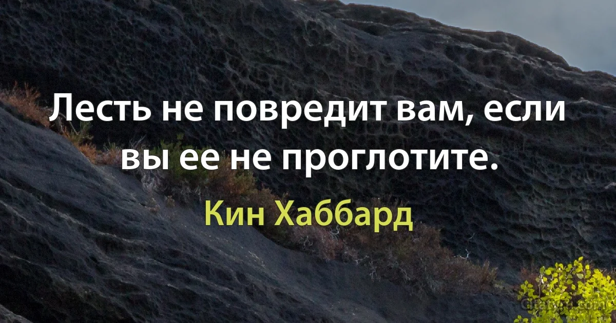 Лесть не повредит вам, если вы ее не проглотите. (Кин Хаббард)