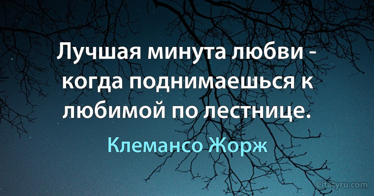 Лучшая минута любви - когда поднимаешься к любимой по лестнице. (Клемансо Жорж)