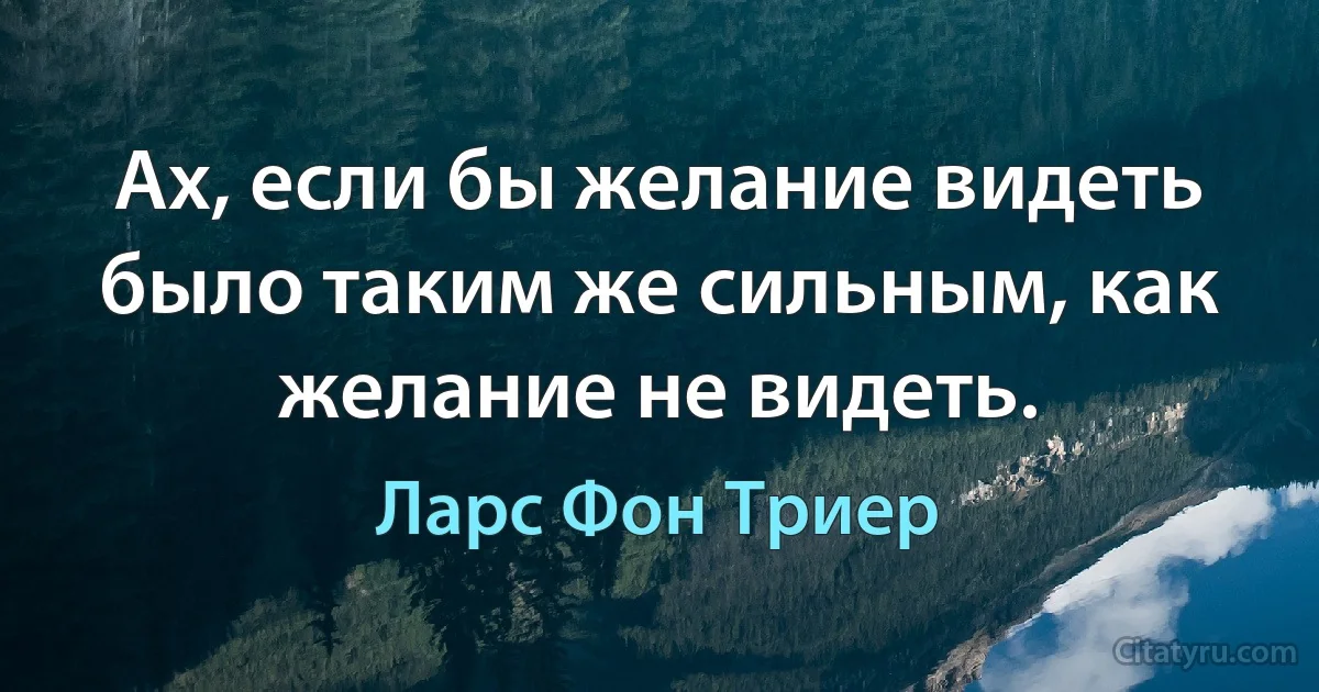 Ах, если бы желание видеть было таким же сильным, как желание не видеть. (Ларс Фон Триер)