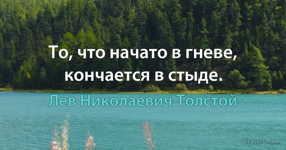 То, что начато в гневе, кончается в стыде. (Лев Николаевич Толстой)