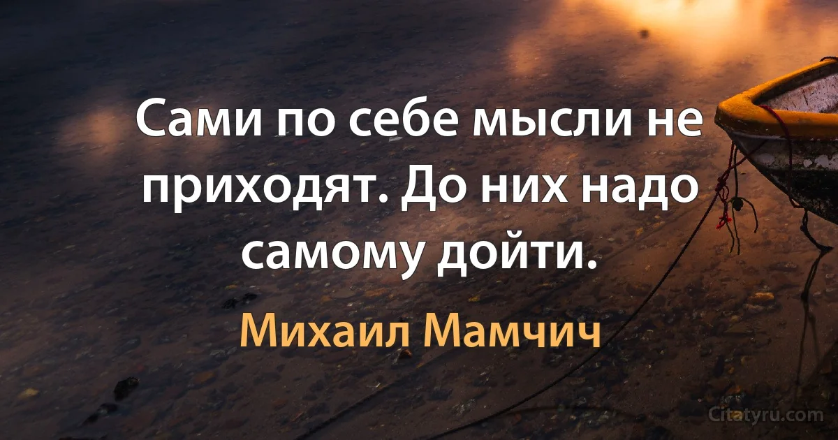 Сами по себе мысли не приходят. До них надо самому дойти. (Михаил Мамчич)