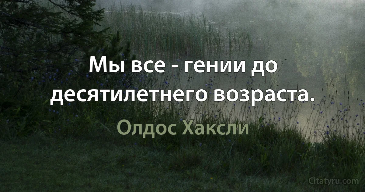 Мы все - гении до десятилетнего возраста. (Олдос Хаксли)