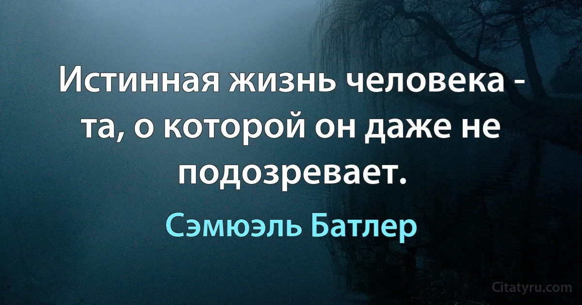 Истинная жизнь человека - та, о которой он даже не подозревает. (Сэмюэль Батлер)