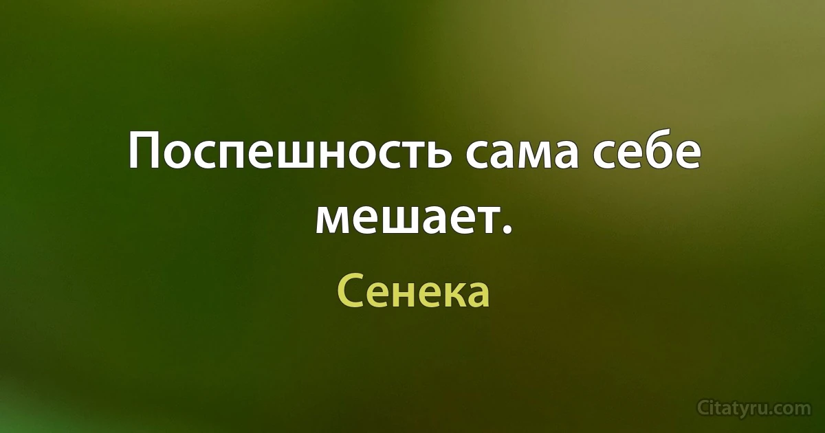 Поспешность сама себе мешает. (Сенека)