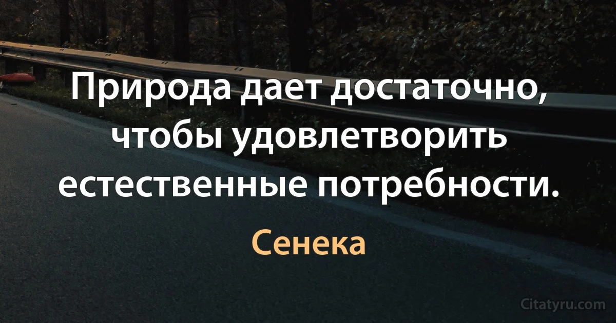 Природа дает достаточно, чтобы удовлетворить естественные потребности. (Сенека)