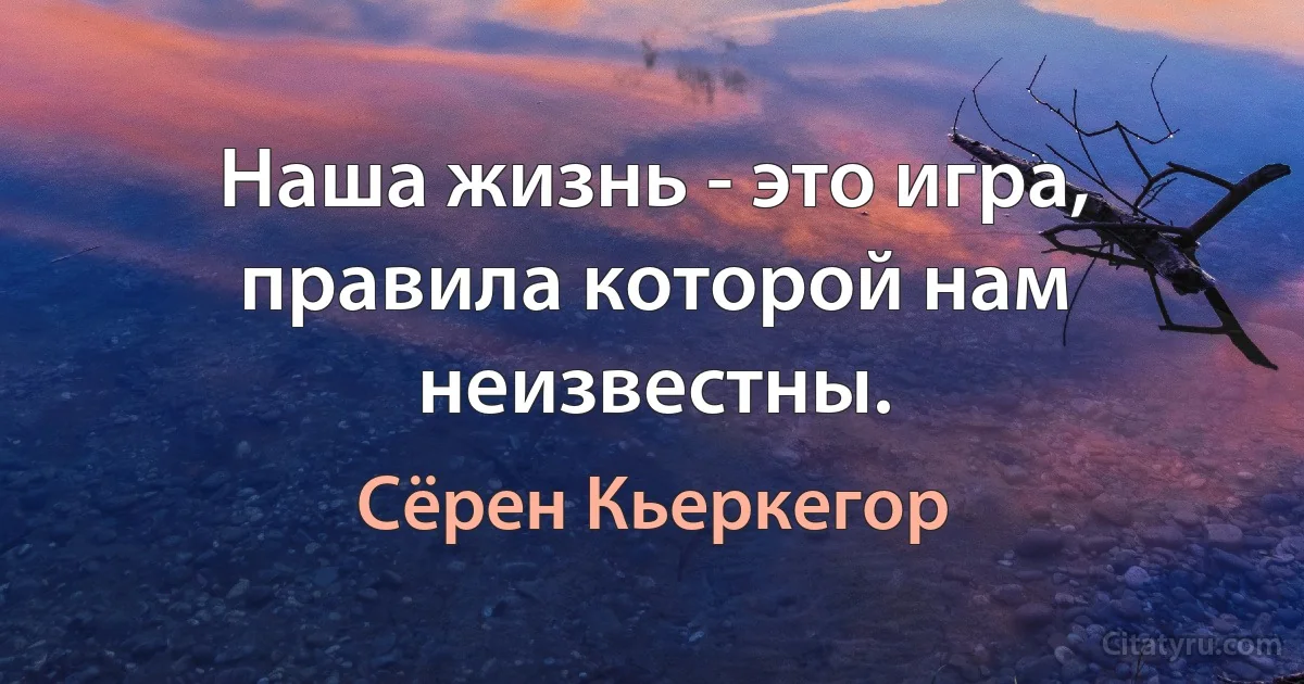 Наша жизнь - это игра, правила которой нам неизвестны. (Сёрен Кьеркегор)