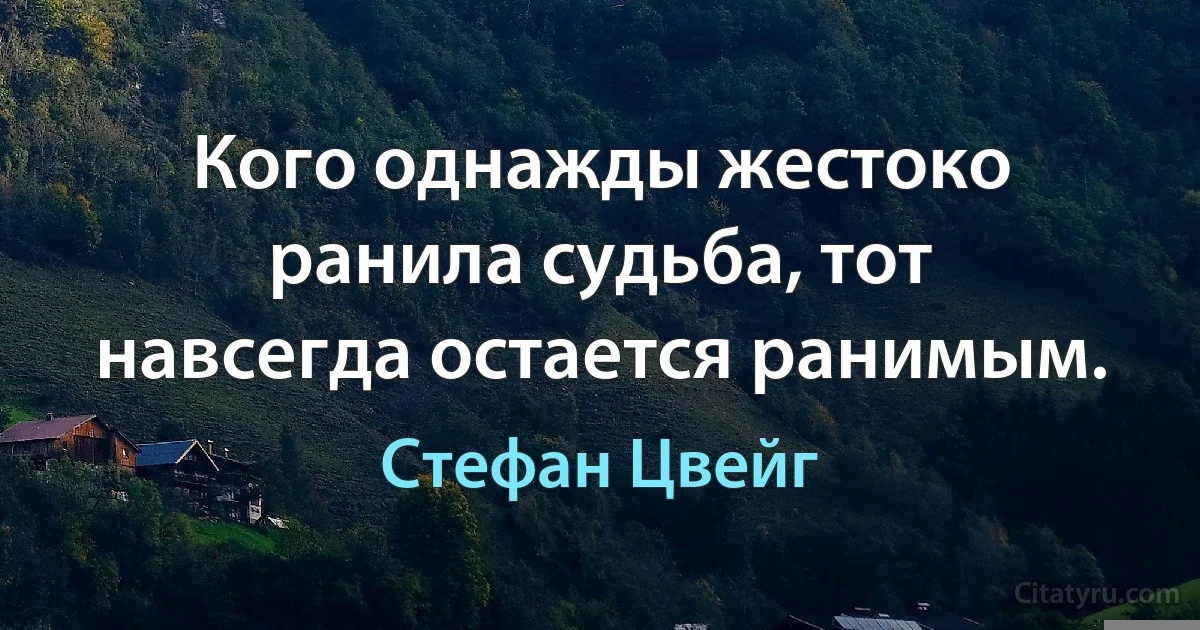 Кого однажды жестоко ранила судьба, тот навсегда остается ранимым. (Стефан Цвейг)