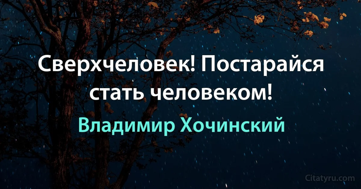 Сверхчеловек! Постарайся стать человеком! (Владимир Хочинский)