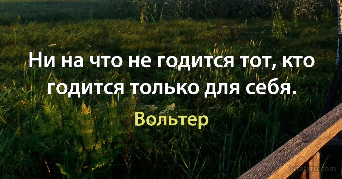 Ни на что не годится тот, кто годится только для себя. (Вольтер)