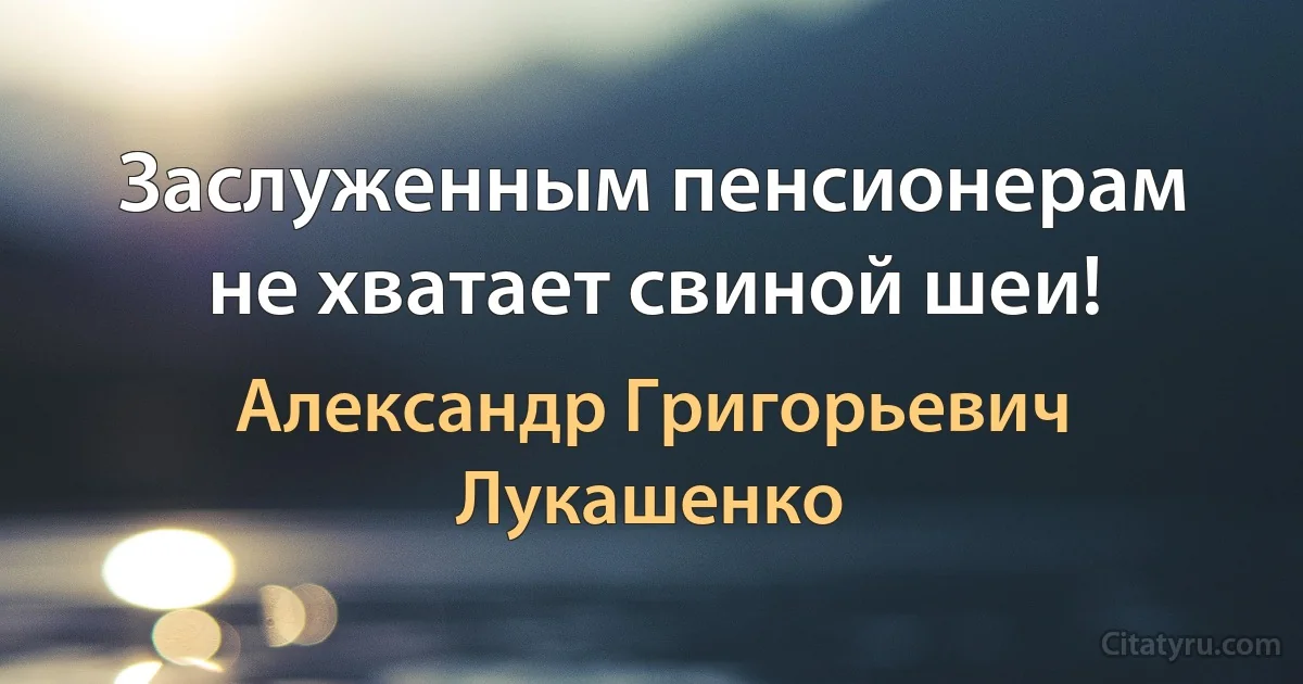 Заслуженным пенсионерам не хватает свиной шеи! (Александр Григорьевич Лукашенко)