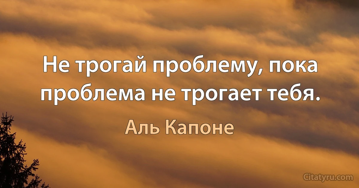 Не трогай проблему, пока проблема не трогает тебя. (Аль Капоне)