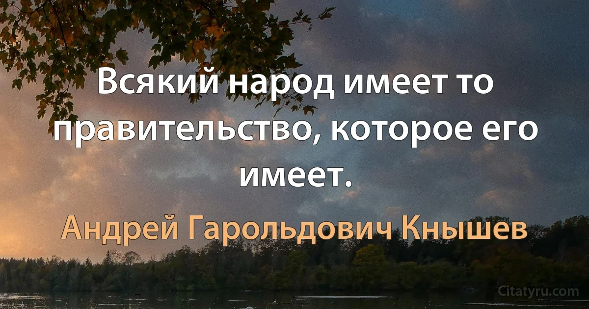 Всякий народ имеет то правительство, которое его имеет. (Андрей Гарольдович Кнышев)