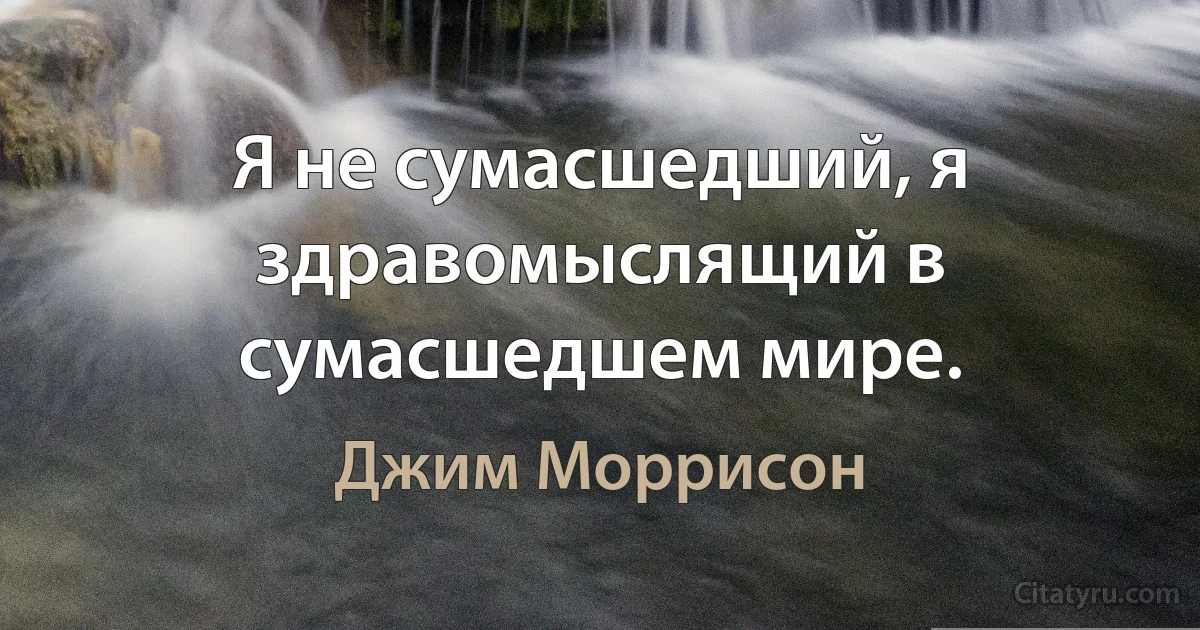 Я не сумасшедший, я здравомыслящий в сумасшедшем мире. (Джим Моррисон)